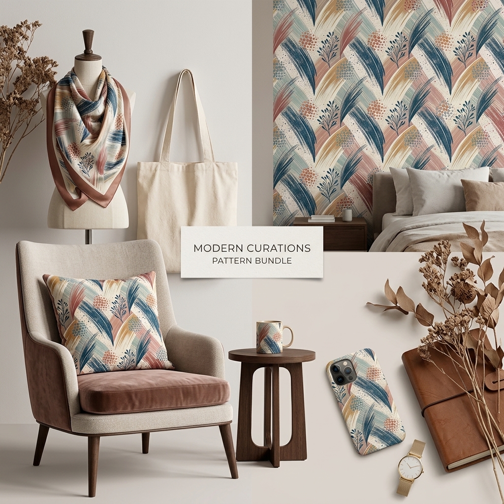 Modern Tropical Palm Leaf Seamless Pattern Abstract Teal Coral Beige Botanical Wallpaper Texture for Fabric and Prints