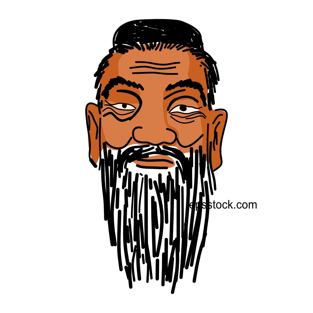 Confucius portrait, color vector illustration