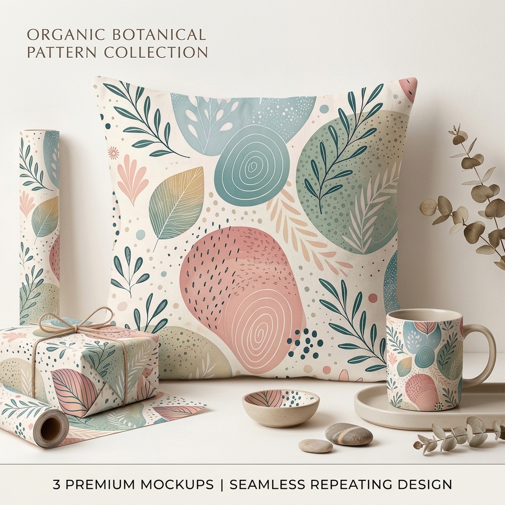 Pastel Botanical Leaf Seamless Pattern Abstract Minimal Nature Wallpaper Texture for Fabric and Prints