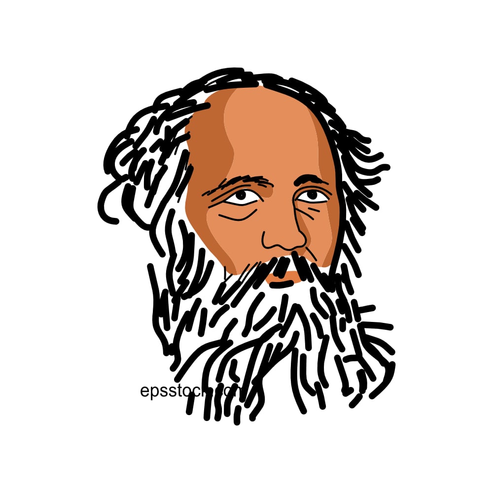 James Clerk Maxwell portrait, color vector illustration