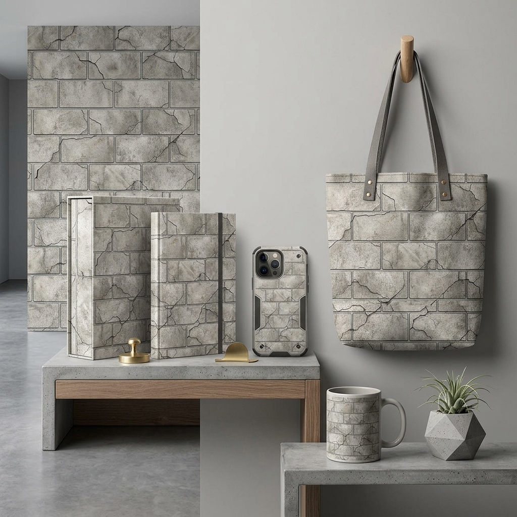 Cracked White Brick Wall Seamless Texture Grunge Concrete Tile Pattern for Wallpaper and 3D Backgrounds