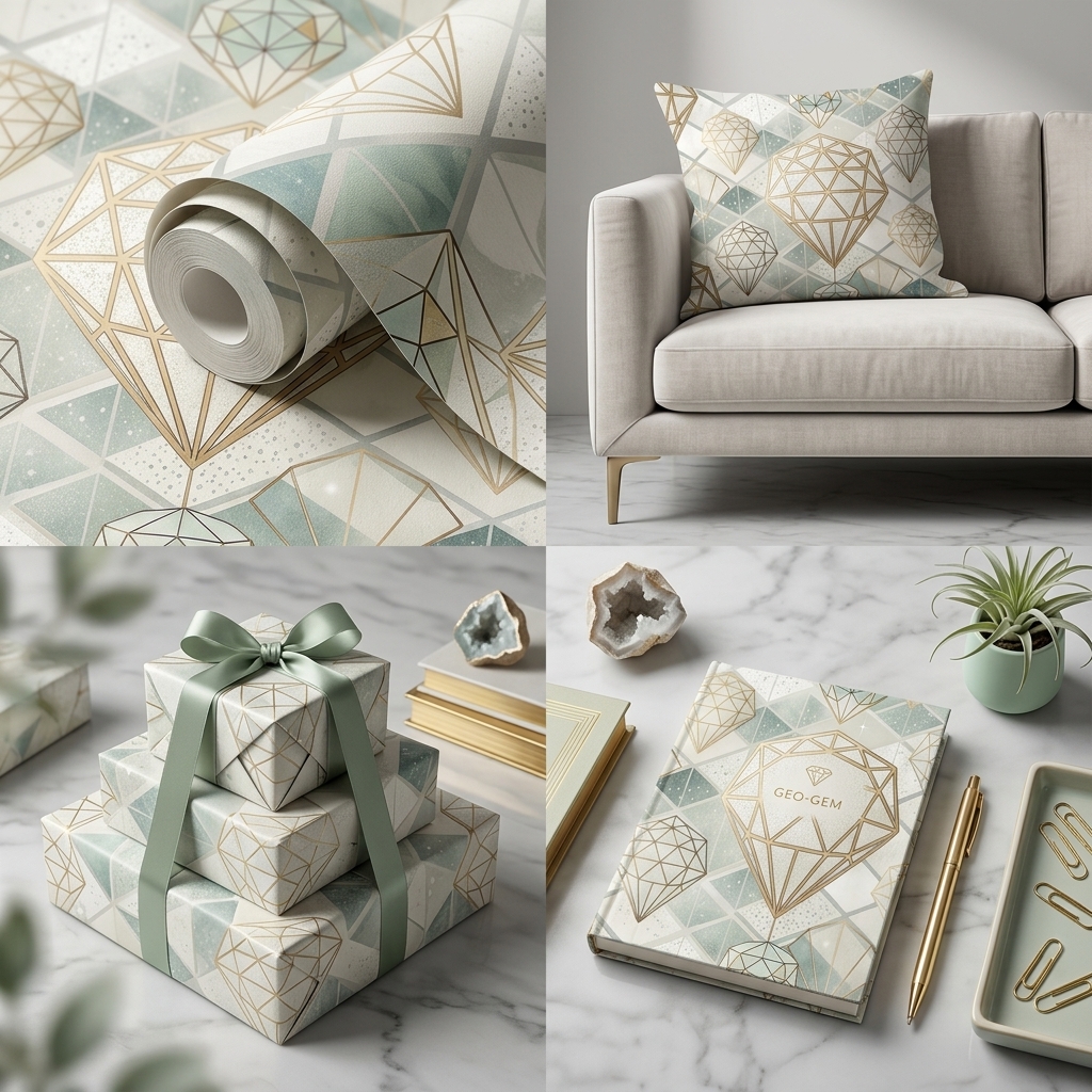 Gold Diamond Geometric Seamless Pattern Luxury Crystal Wallpaper Design for Fabric and Décor