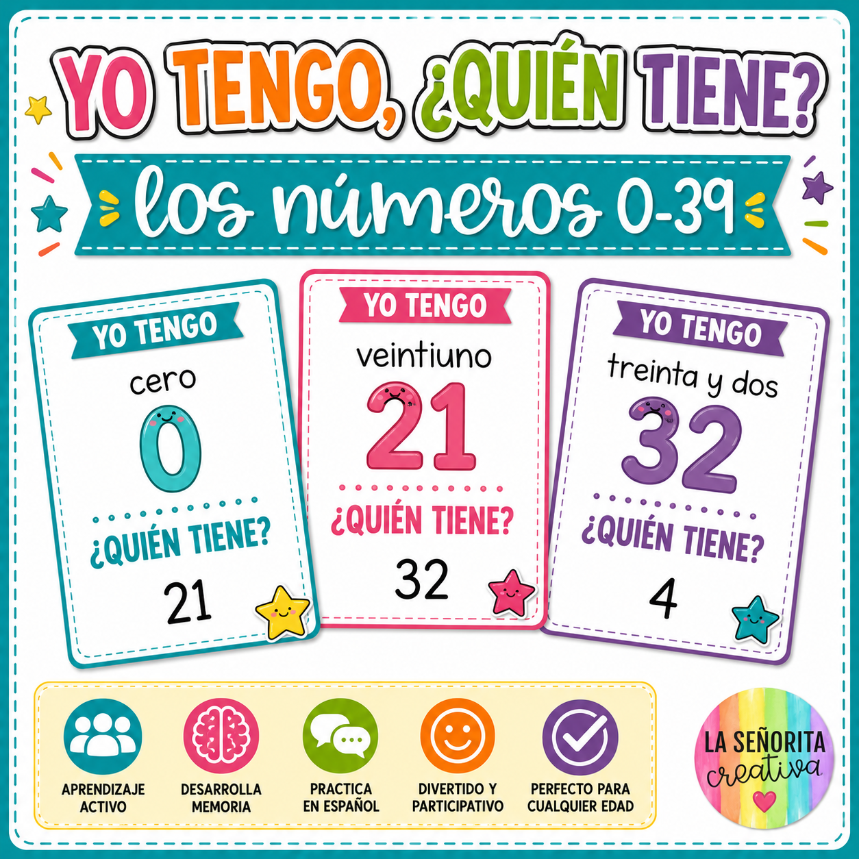 Numbers Spanish Vocab Game | los Números 0-39 | Yo tengo, Quién tiene?