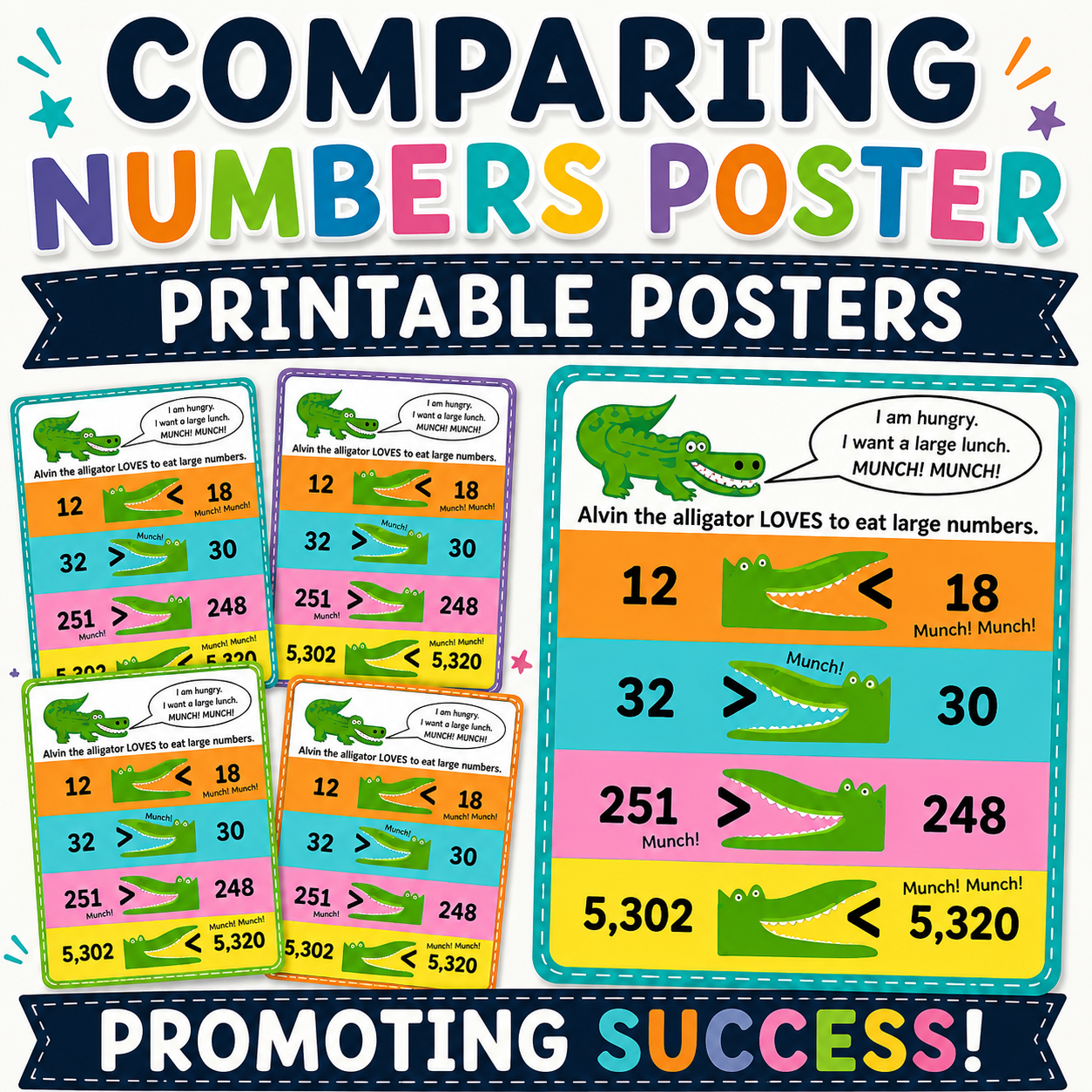 Greater Than Less Than Alligator Poster Comparing Numbers Math Anchor Charts 1st