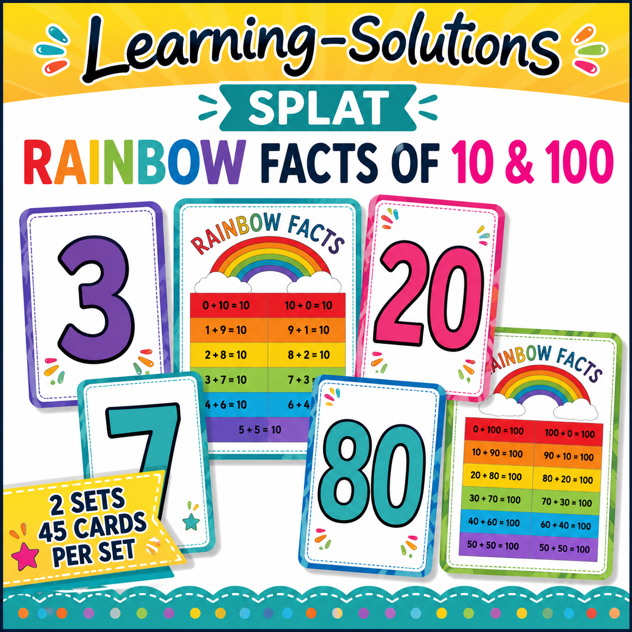 NUMBER FACTS GAMES - SPLAT 10 and SPLAT 100 - Rainbow Facts - Bonds of 10