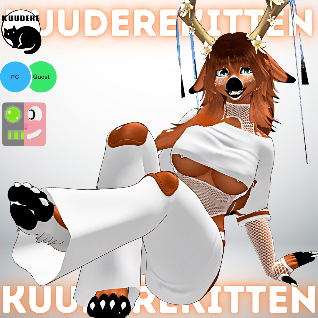 Haiku, Deer-Wolf Hybrid Girl Furry Avatar [PC + QUEST][VRCFT][SPS][VRCHAT AVATAR]