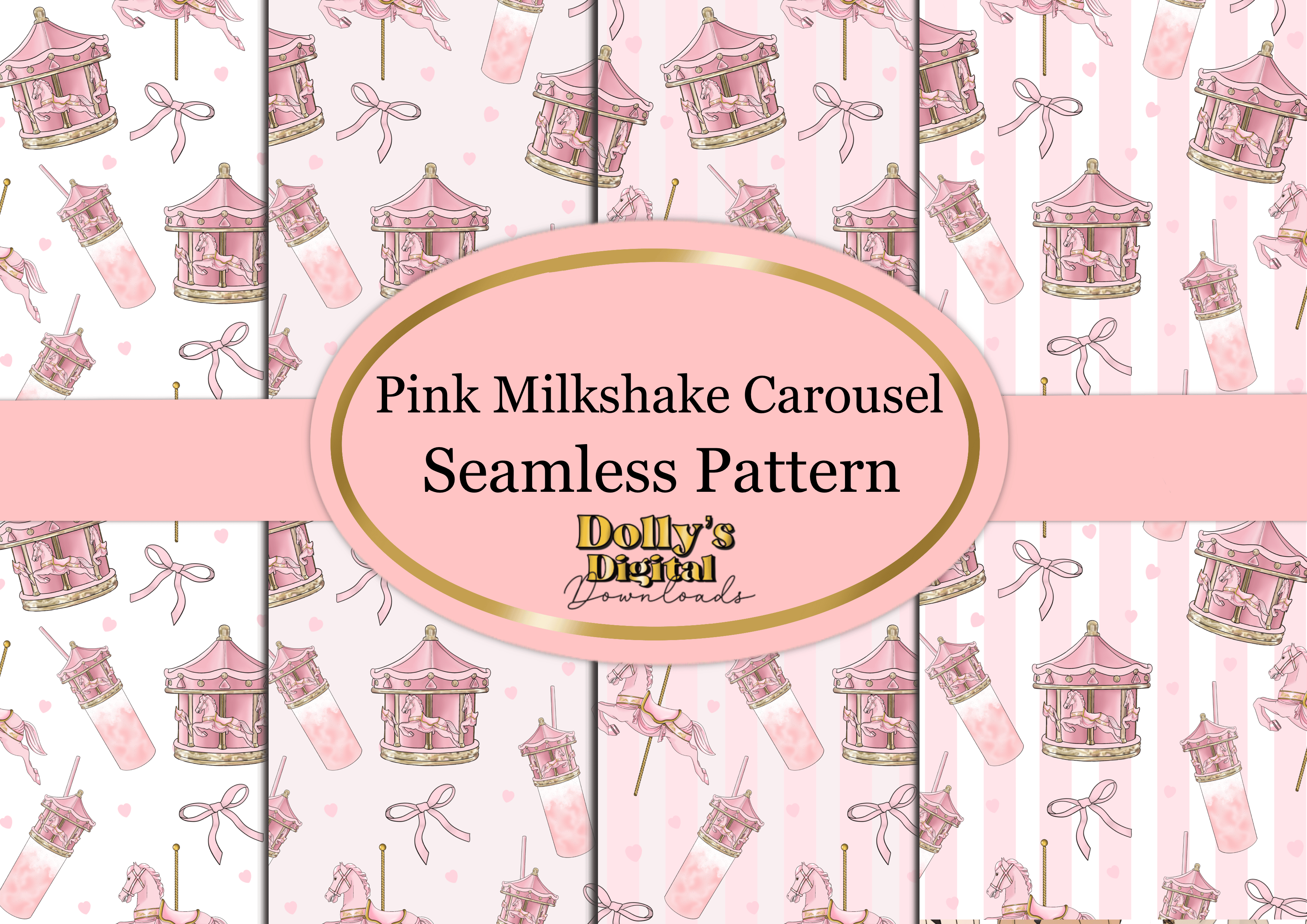 Pink Carousel Pattern Pink Milkshake Carousel Seamless Patterns - Payhip
