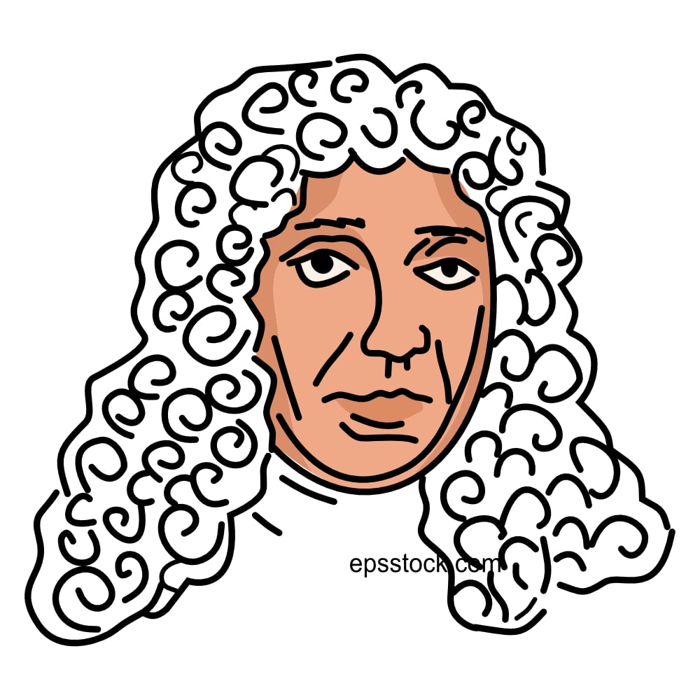 Antoni van Leeuwenhoek portret, color vector illustration