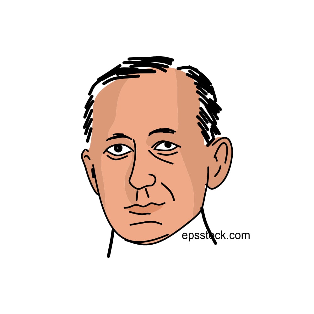 Guglielmo Marconi portrait, color vector illustration