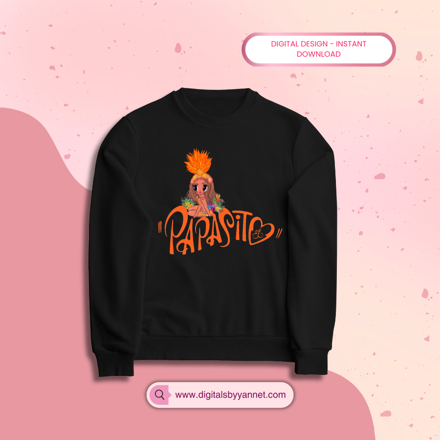 Tropical latina inspired papacito PNG design for sublimation shirts and concert outfits.
