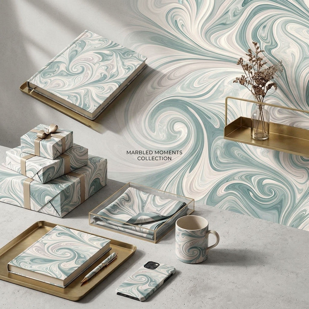 Teal Marble Swirl Seamless Pattern Luxury Abstract Wallpaper Design for Fabric and Décor