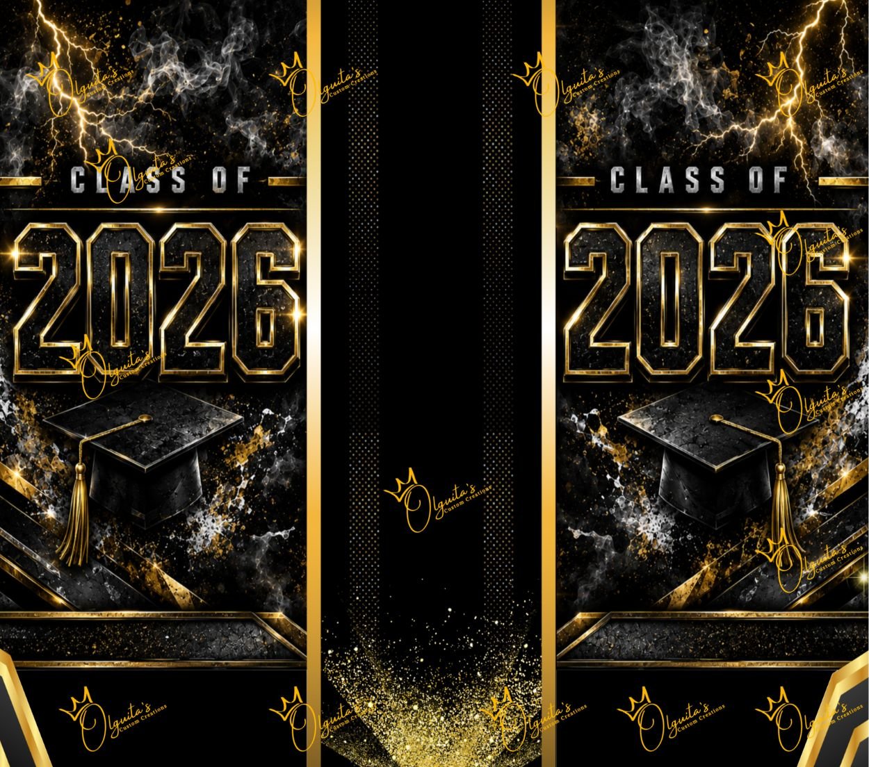 black gold graduation tumbler wrap
