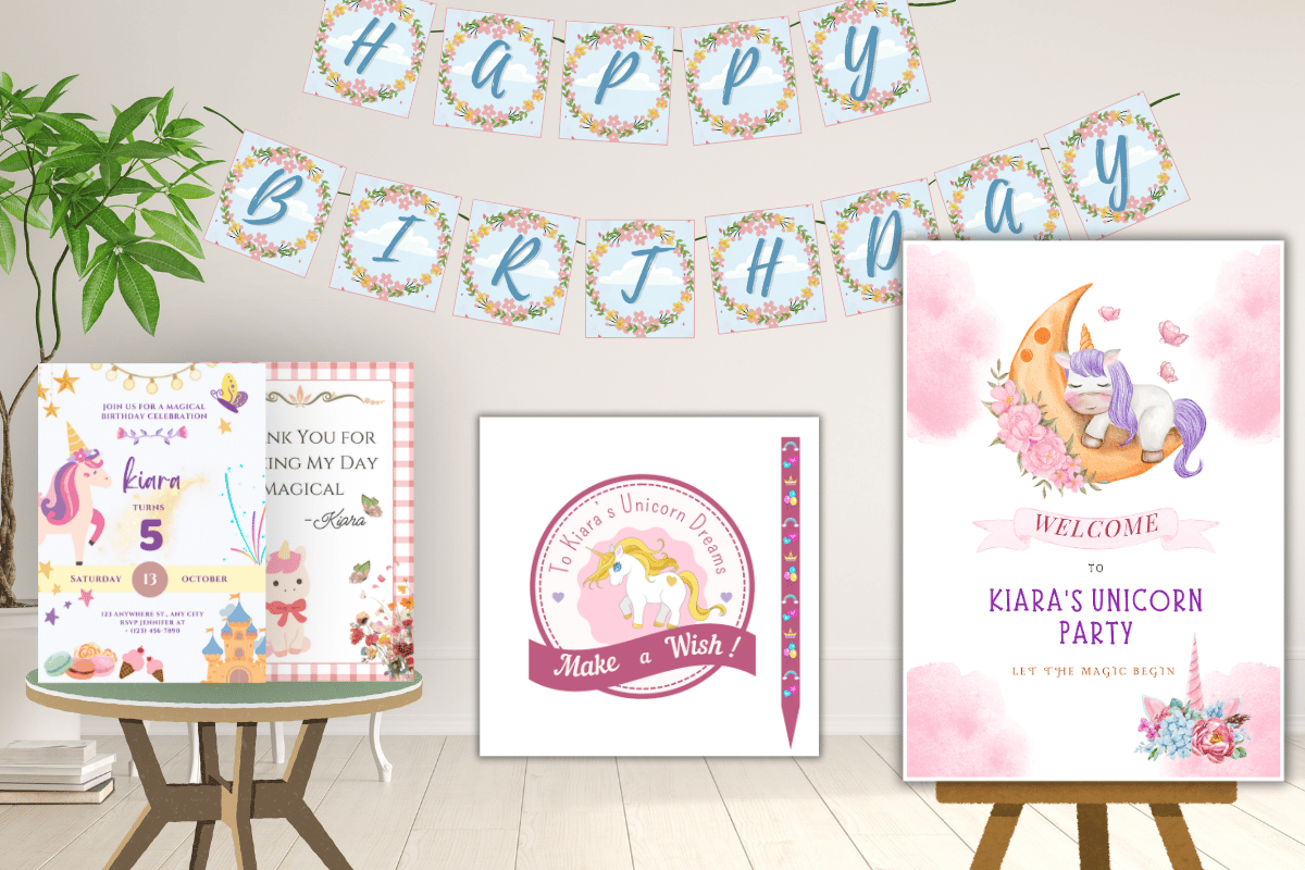 unicorn cake topper printable