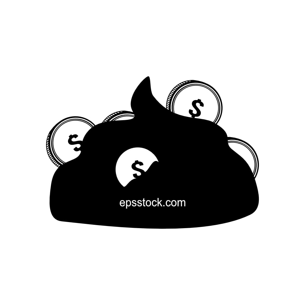 Dirty money, black isolated vector silhouette