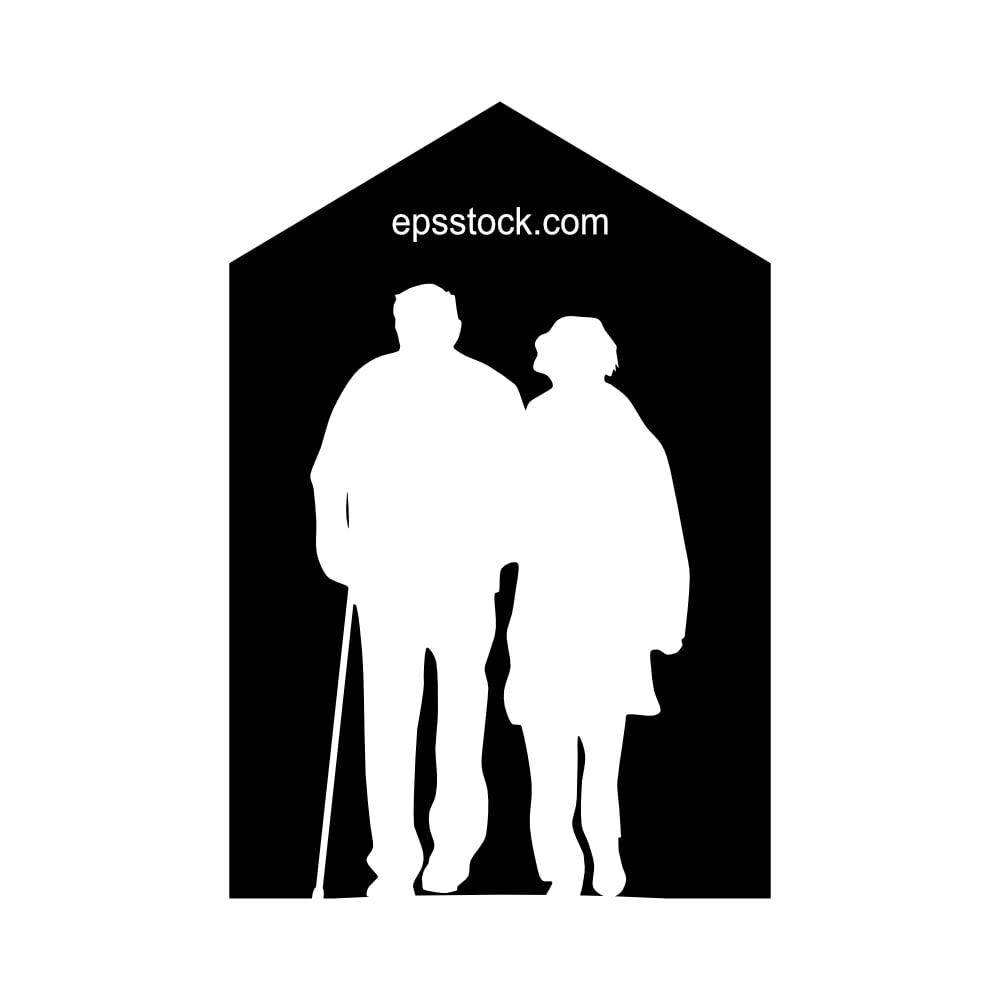 Nursing home symbol, black isolated vector silhouette