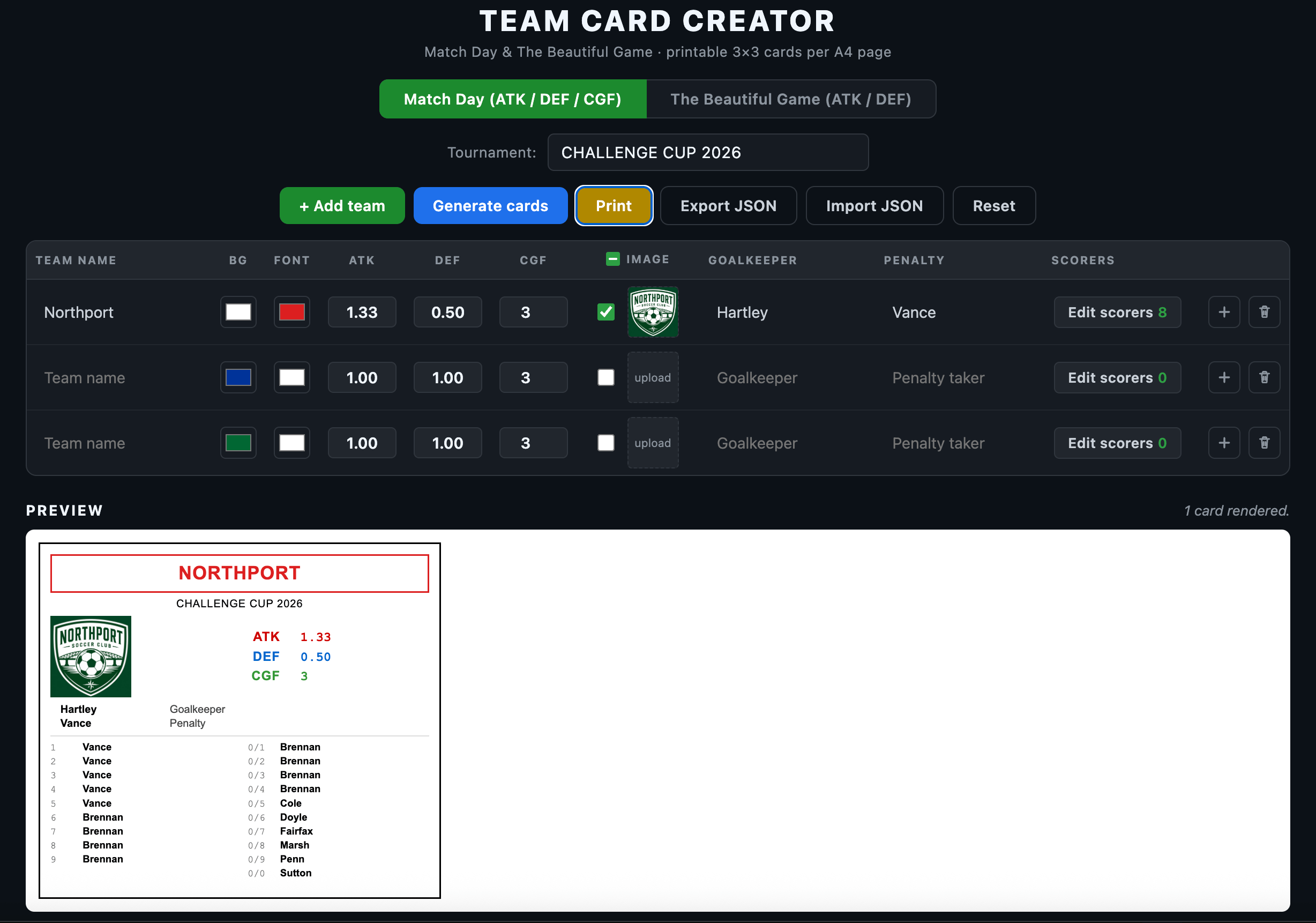 Team Card Creator — Match Day & The Beautiful Game - Payhip
