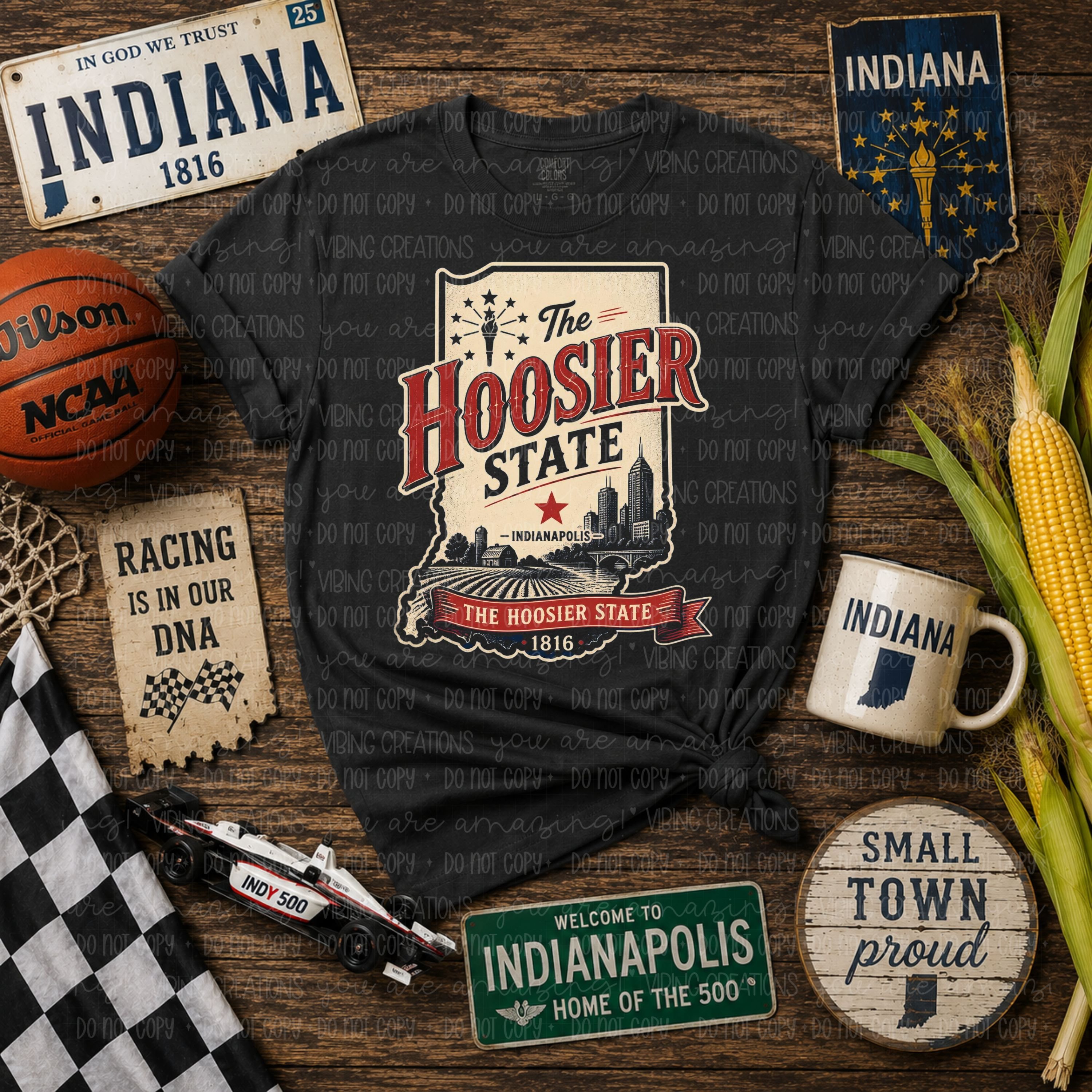 Indiana Graphics Indiana Hoosiers Vintage Collage Shirt PNG | Basketball Racing Small ...