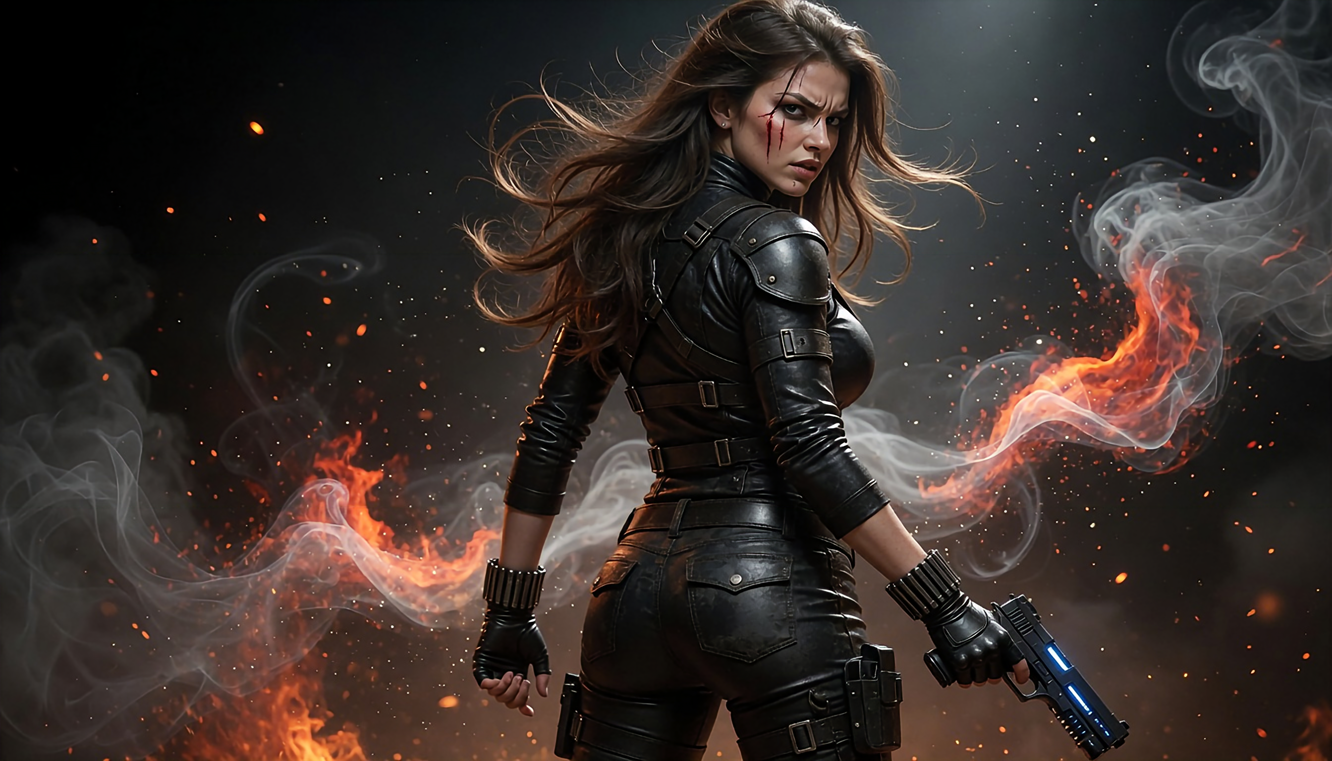 Female Mexican intergalactic super soldier, in the mist and the heart of intergalactic battles 2