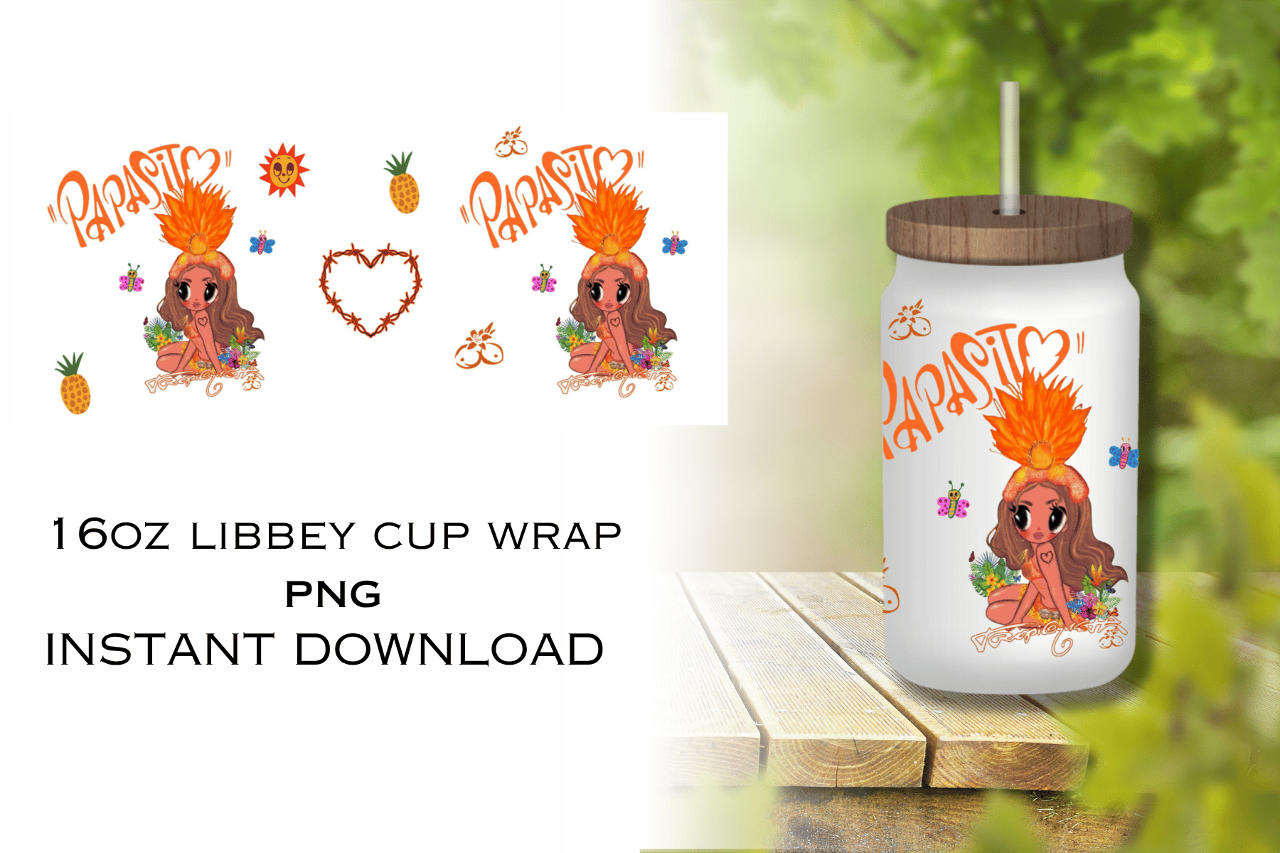 Bichota Inspired 16oz Libbey Cup Wrap PNG Tropical Summer libby cup ...
