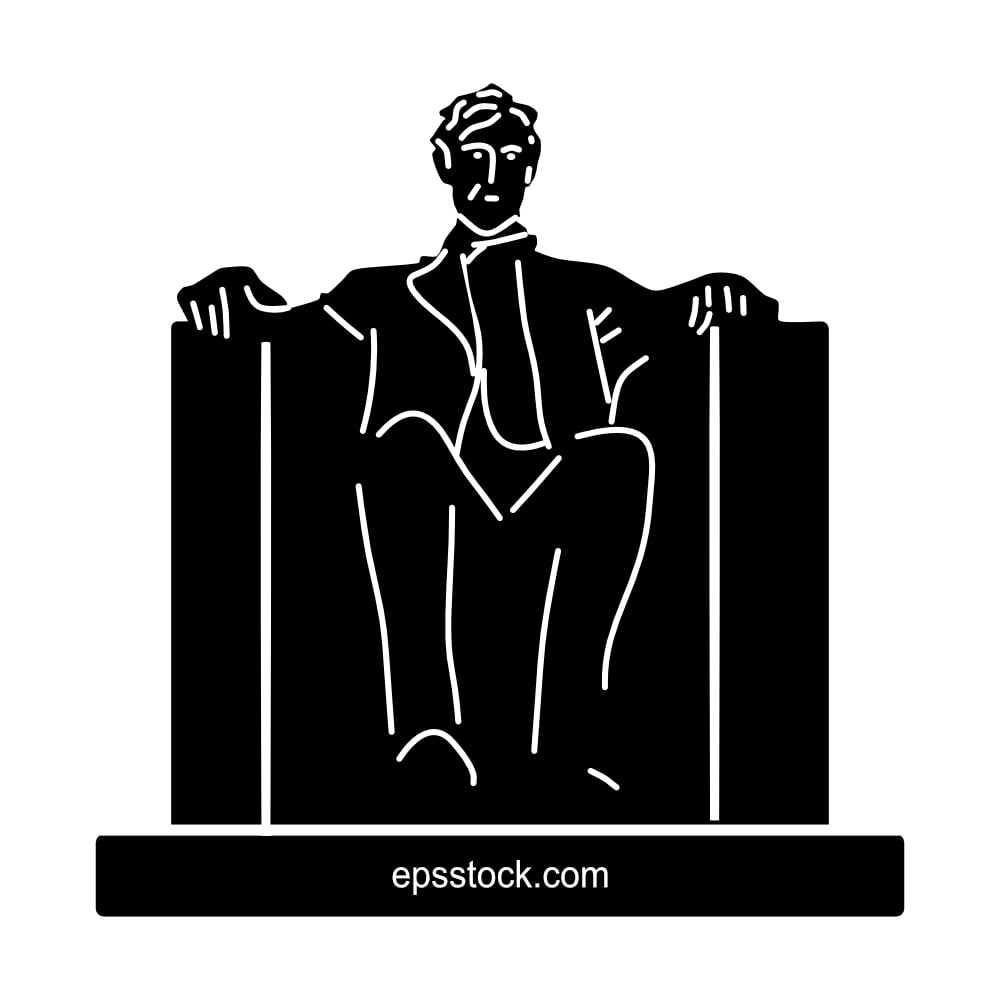 Lincoln Memorial symbol, black isolated vector silhouette