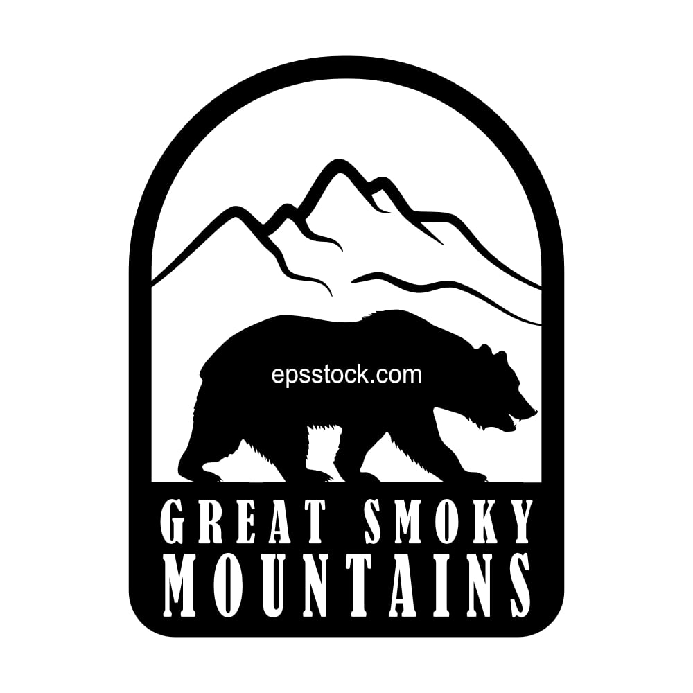 Great Smoky Mountain symbol, black isolated vector silhouette