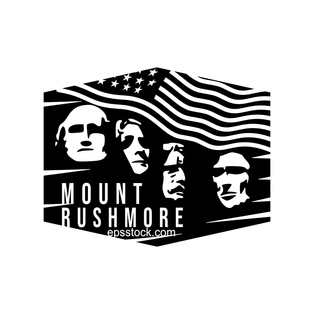 mount rushmore symbol, black isolated vector silhouette