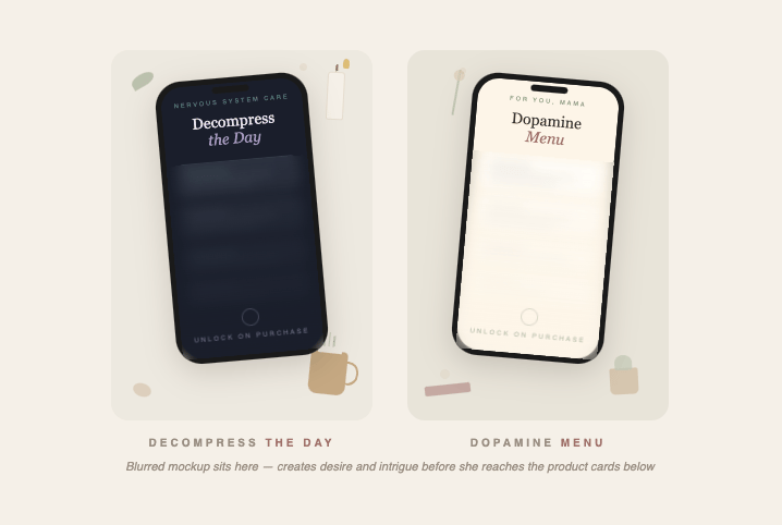 Dopamine menu and Decompress menu for mothers tools for Matrescence backed by science