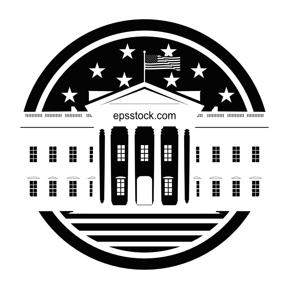 White House symbol, black isolated vector silhouette