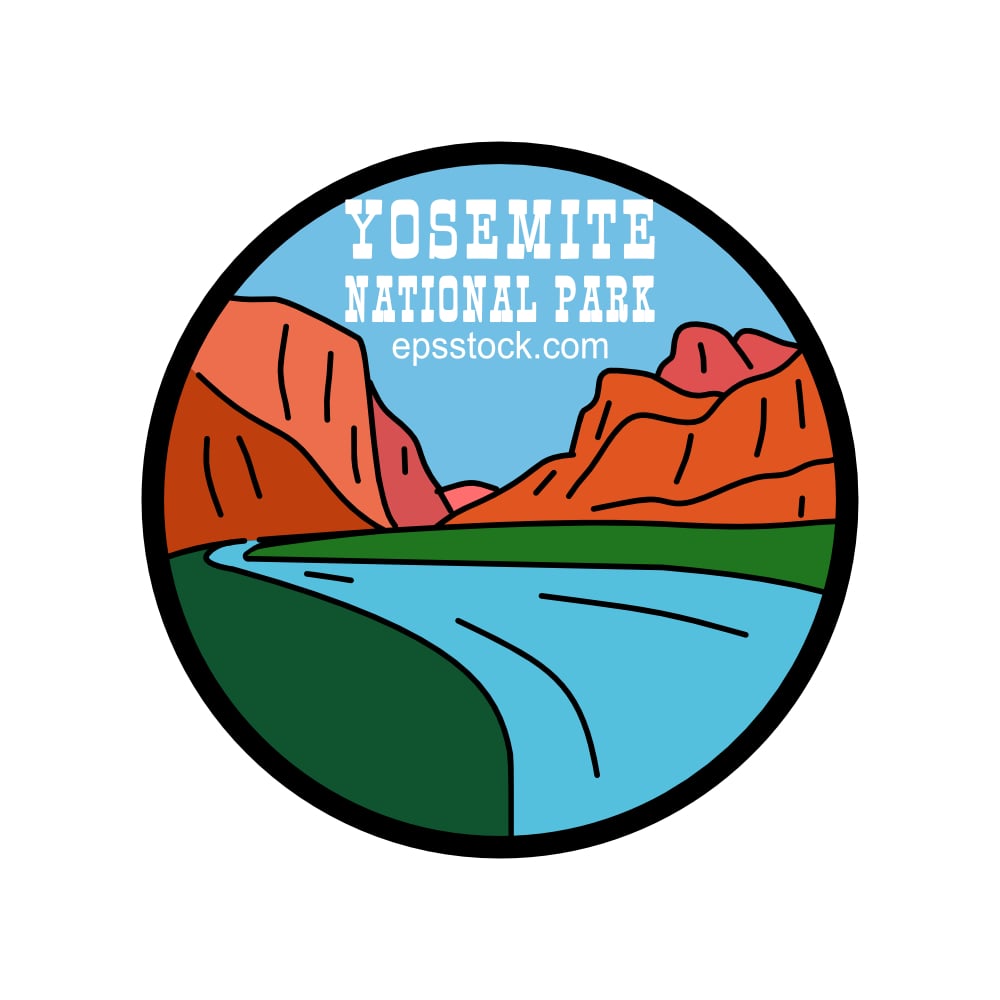 Yosemite National Park, color vector illustration