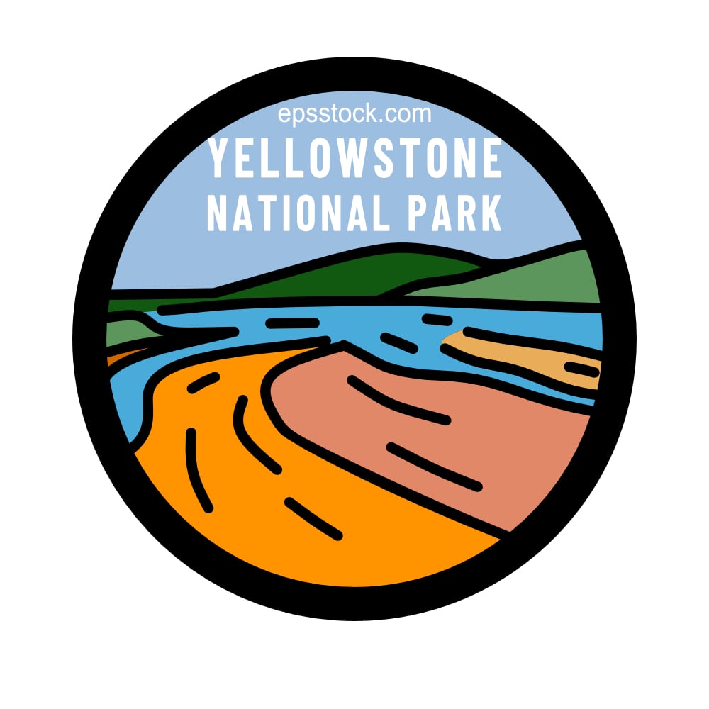 yellowstone national park, color vector illustration