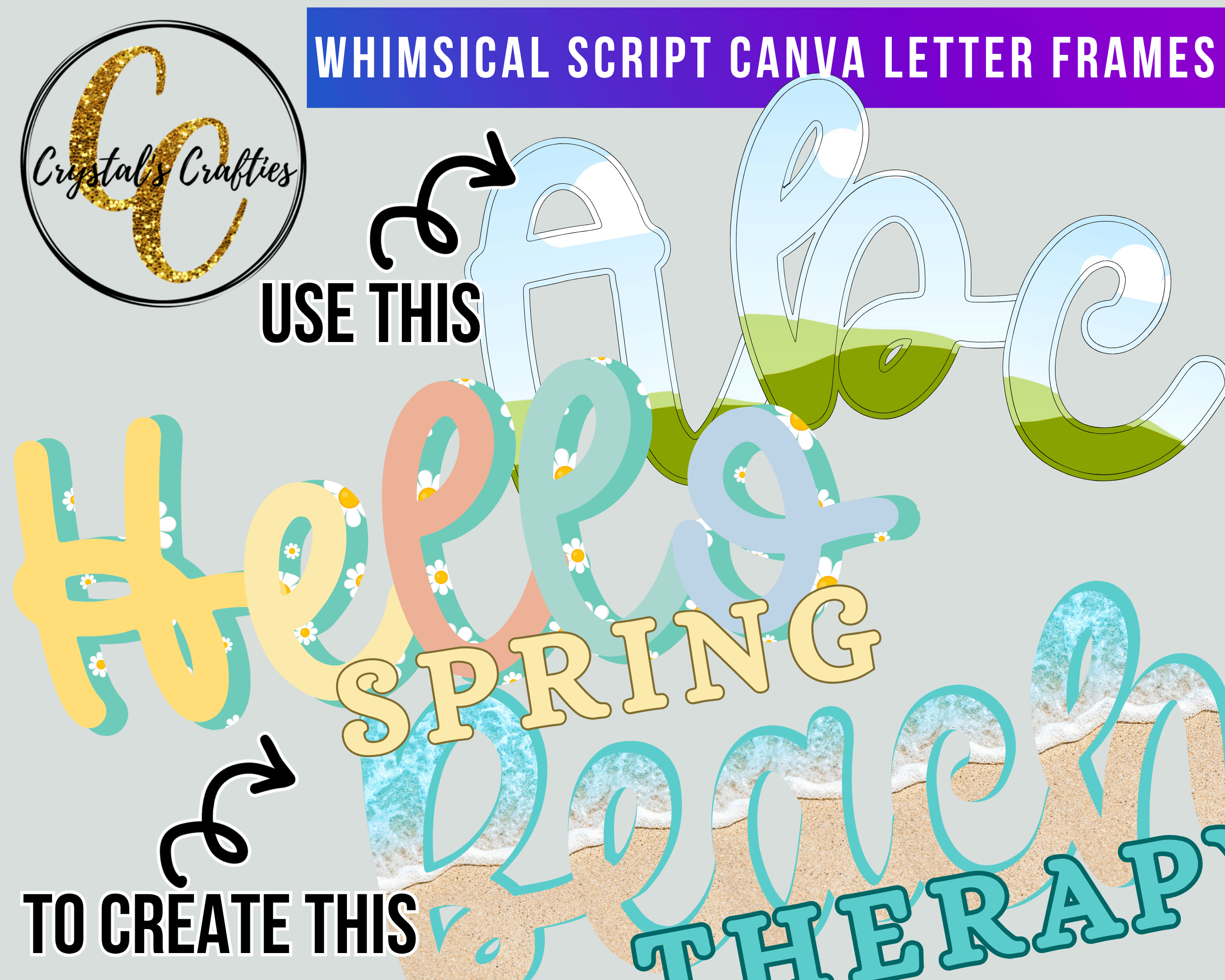 Whimsical Script Canva Letter Frames - Payhip