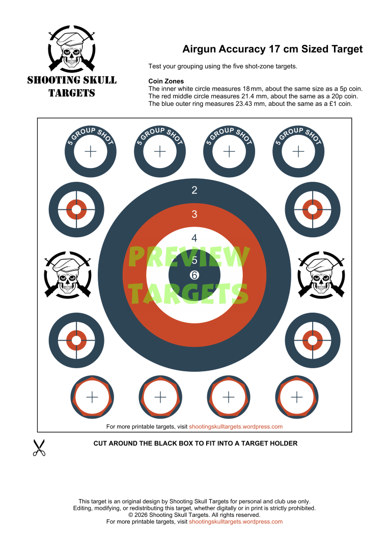 Airgun Accuracy Targets - Printable Target - 17cm Size