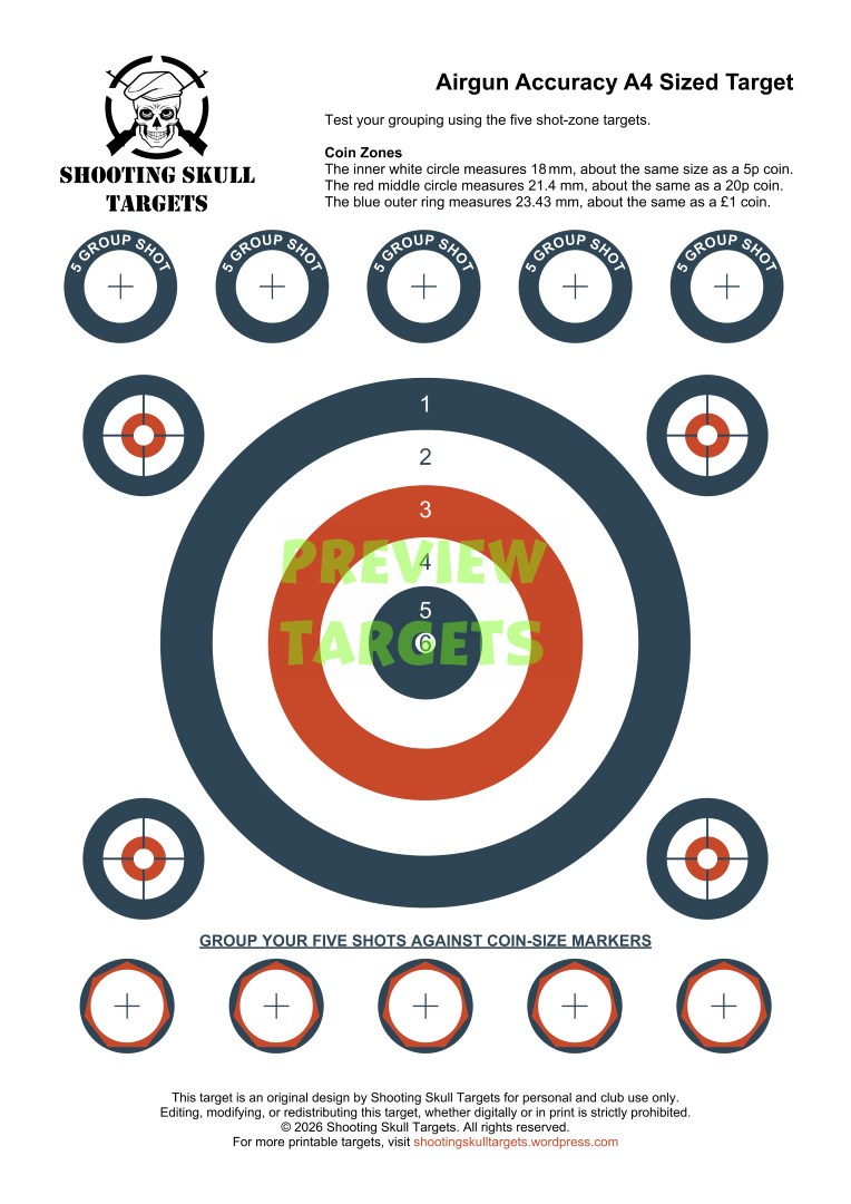 Airgun Accuracy Targets - Printable Target - A4 Size