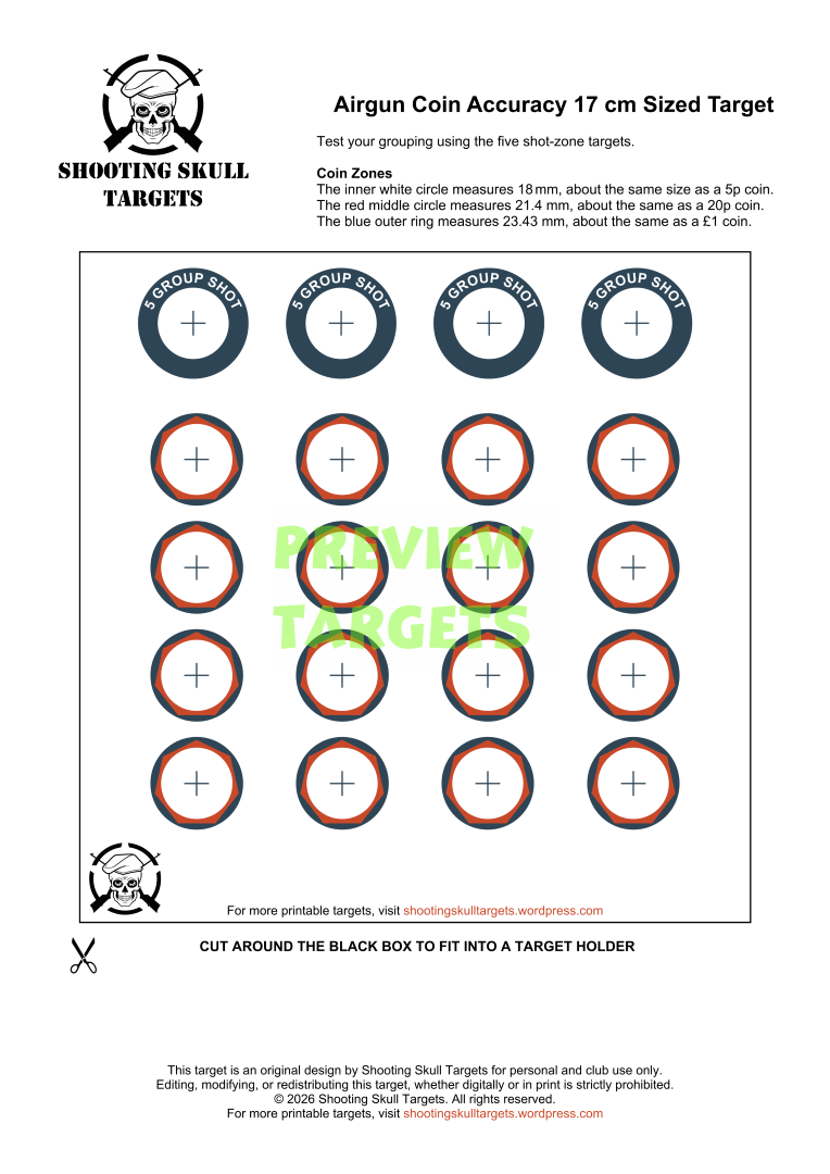 Airgun Accuracy Targets - Printable Target - 17cm Size