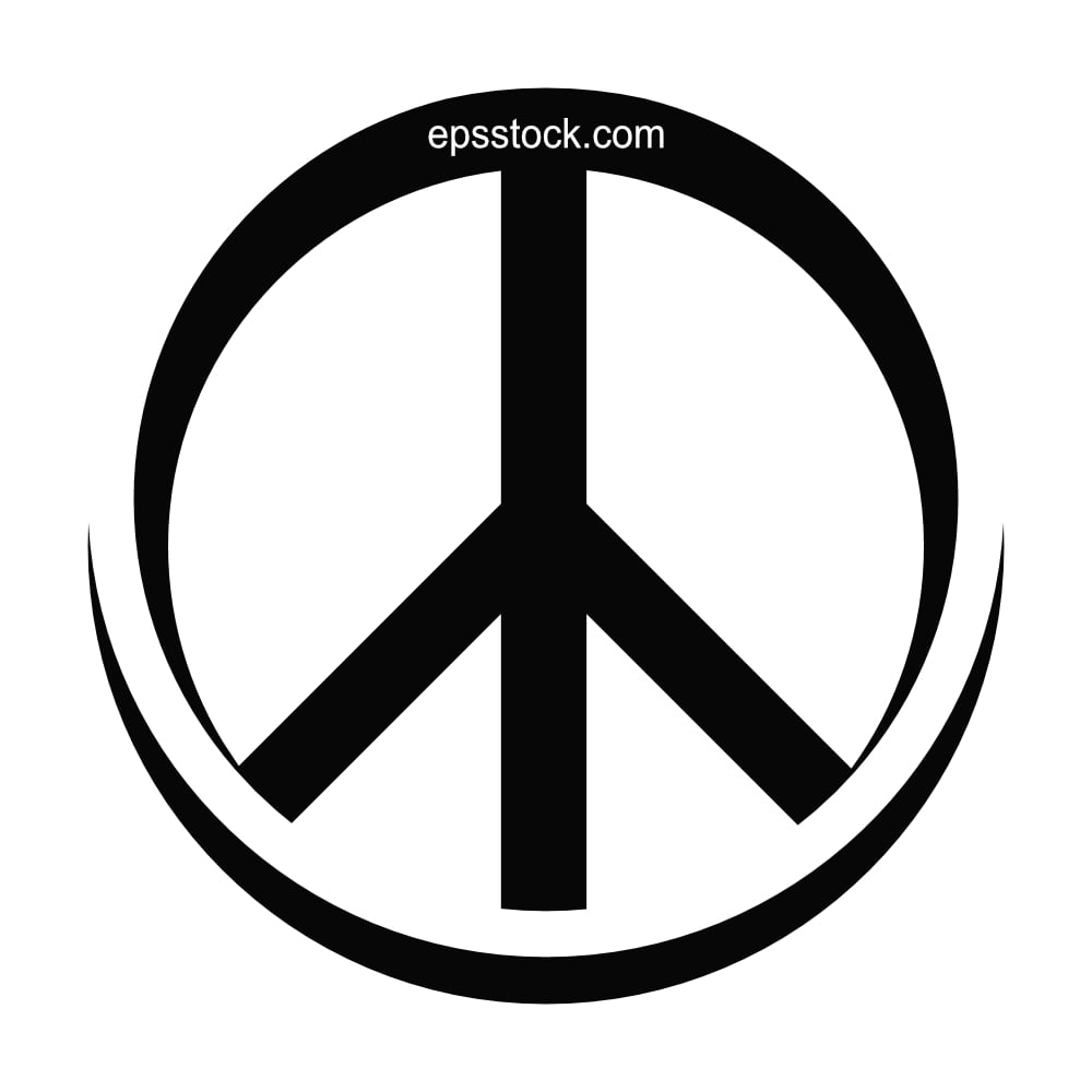 The Peace Sign, black isolated vector silhouette
