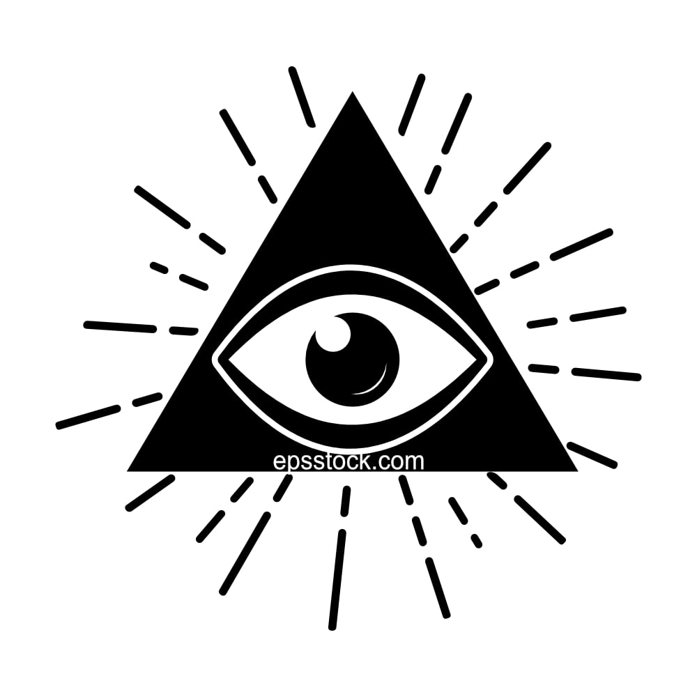 The All-Seeing Eye, black isolated vector silhouette