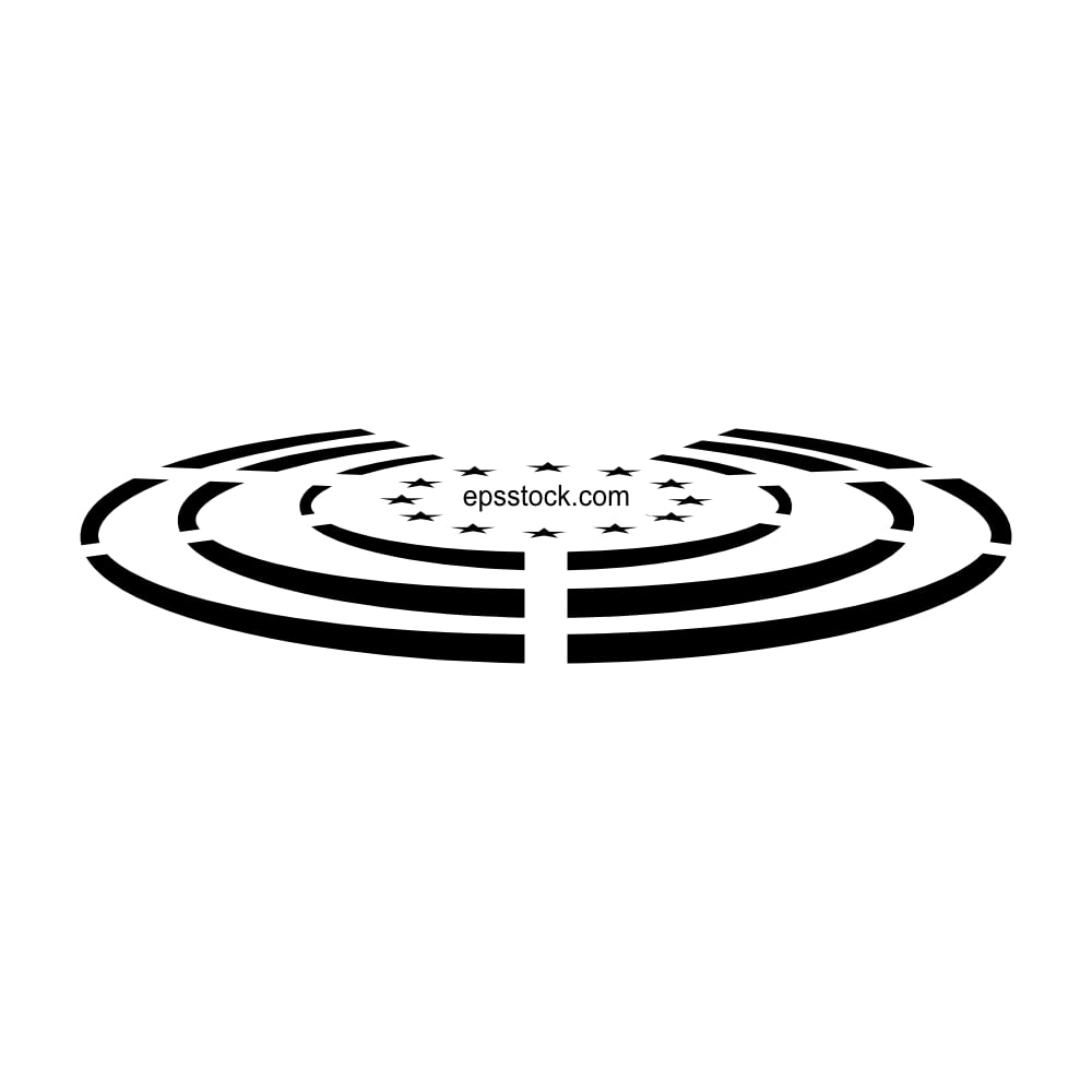 europe parliament symbol, black isolated vector silhouette
