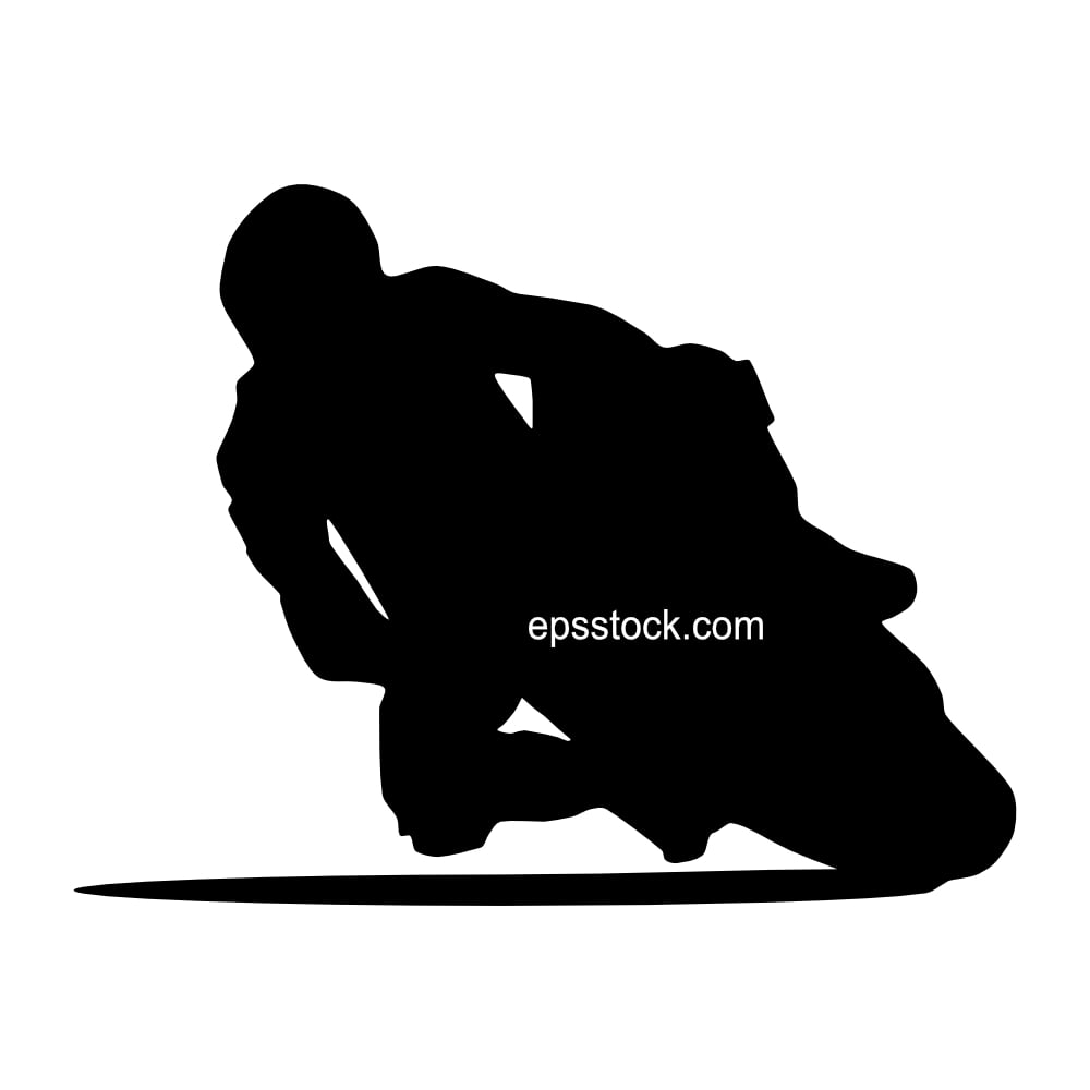 Motorcycle racing, leaning while turning, black isolated vector silhouette