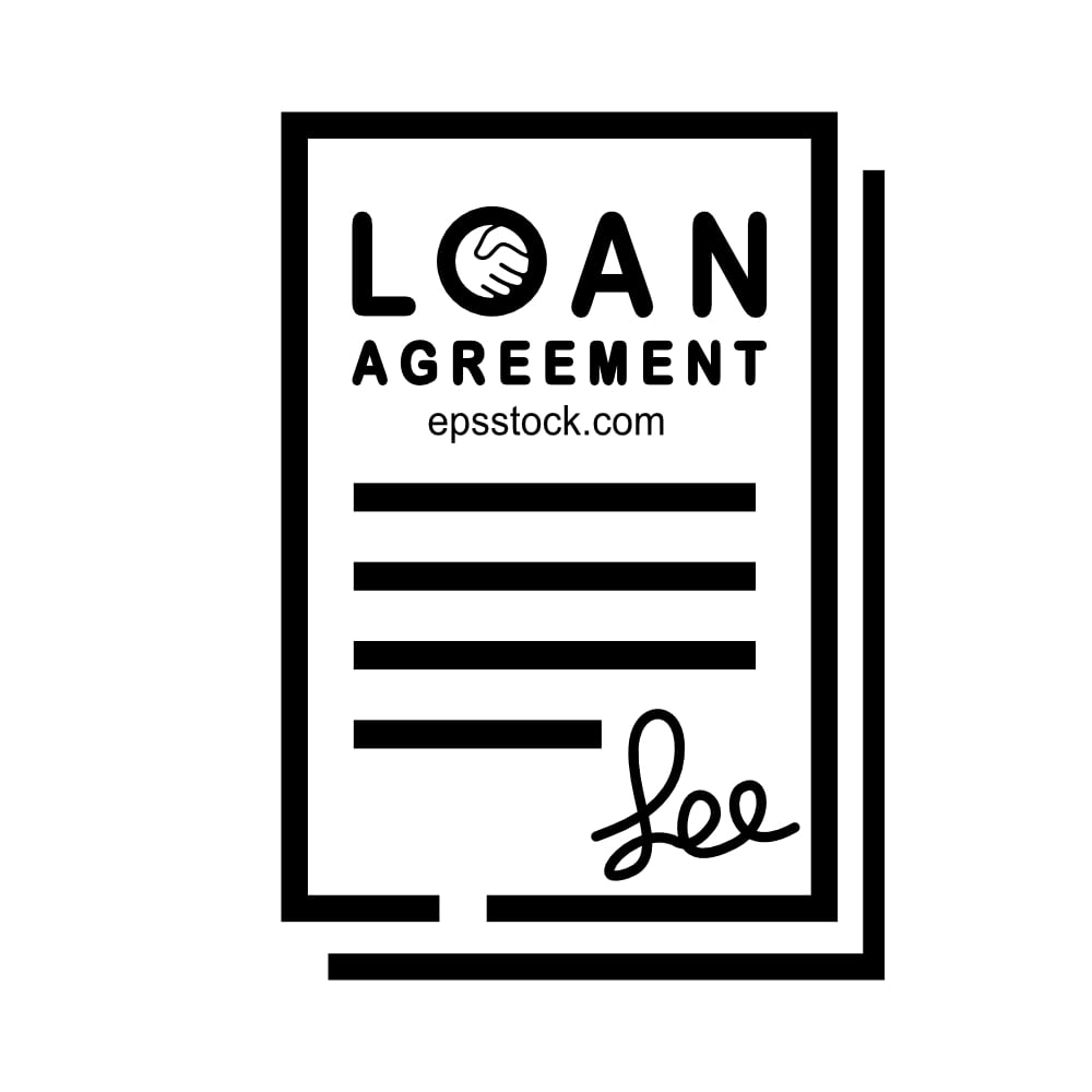 Loan Agreement, black isolated vector silhouette