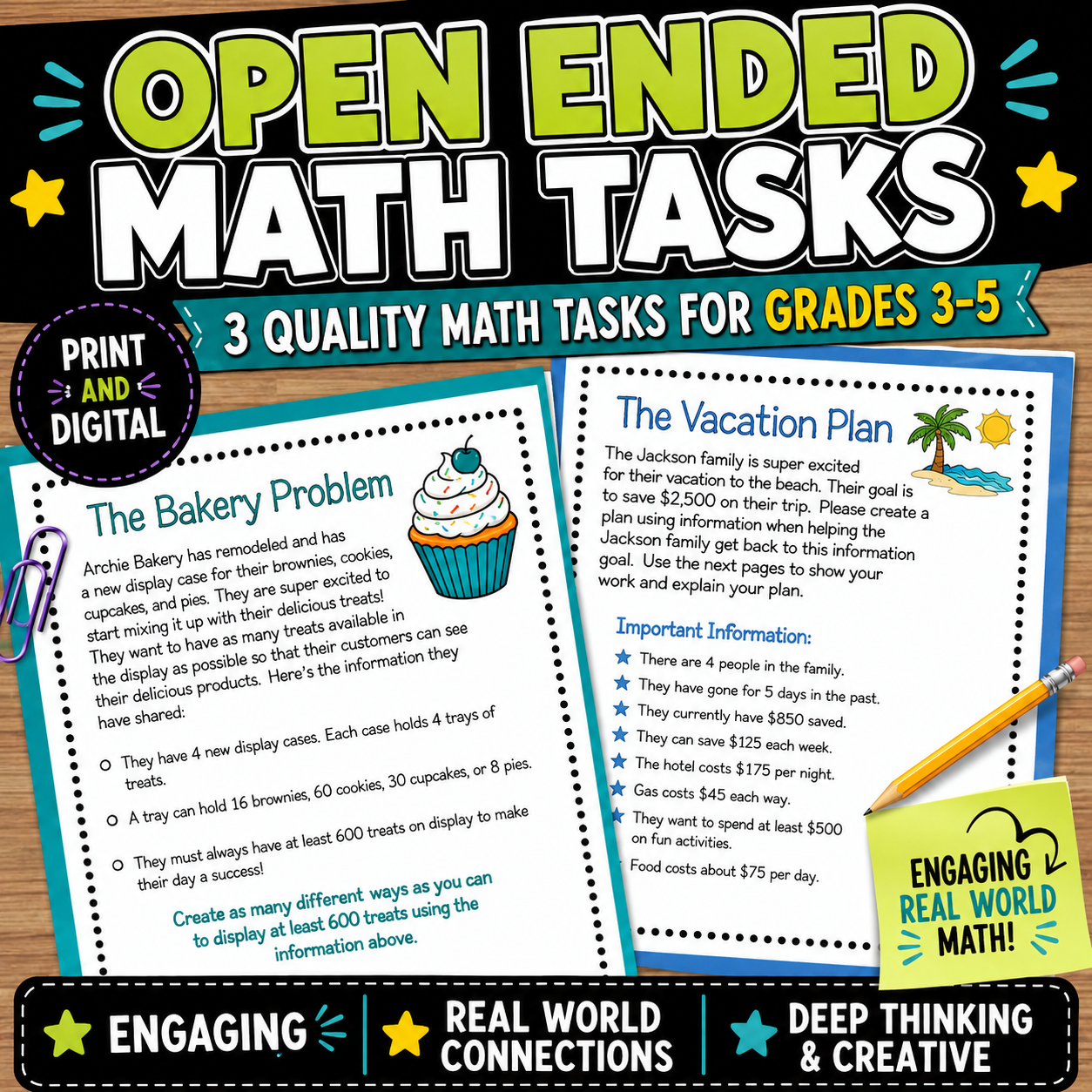Real-World Math Problems | Open-Ended Problem Solving Set 2 (Print & Digital)