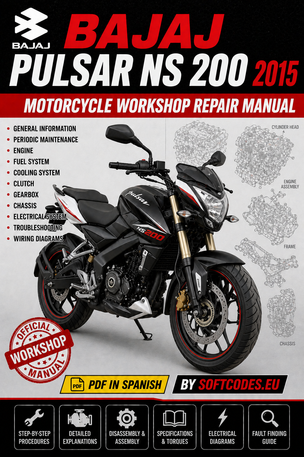 Bajaj Pulsar NS 200 2015 Motorcycle Workshop Repair Manual PDF
