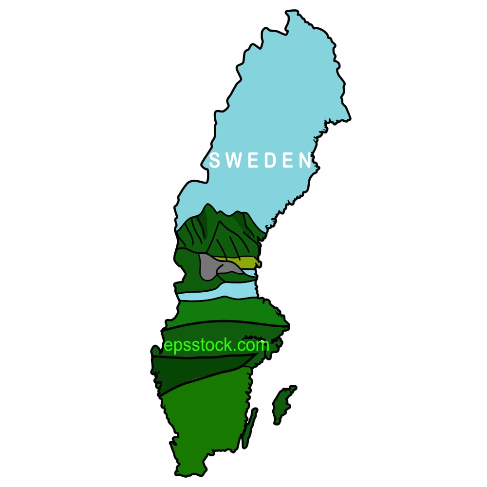 Tourism in Sweden, color vector illustration