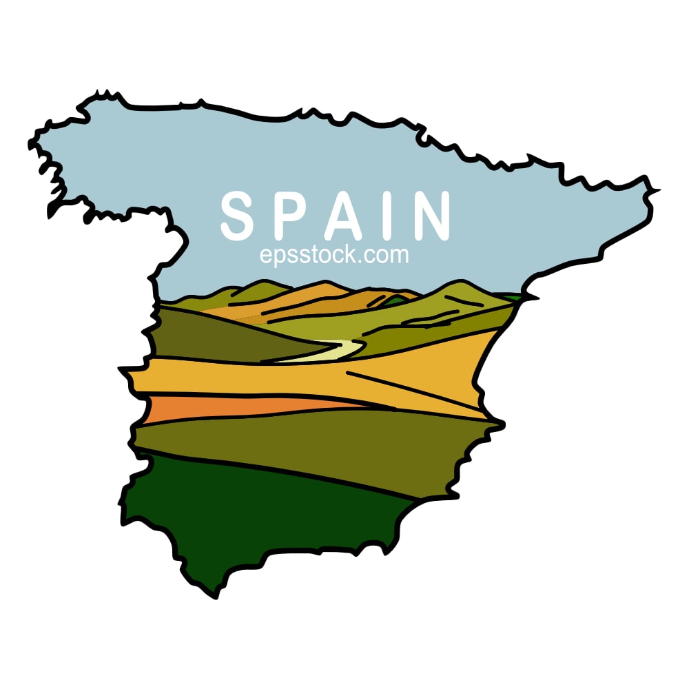 Tourism in Spain, color vector illustration