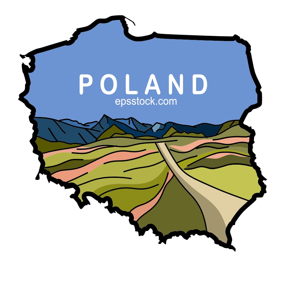 Tourism in Poland, color vector illustration
