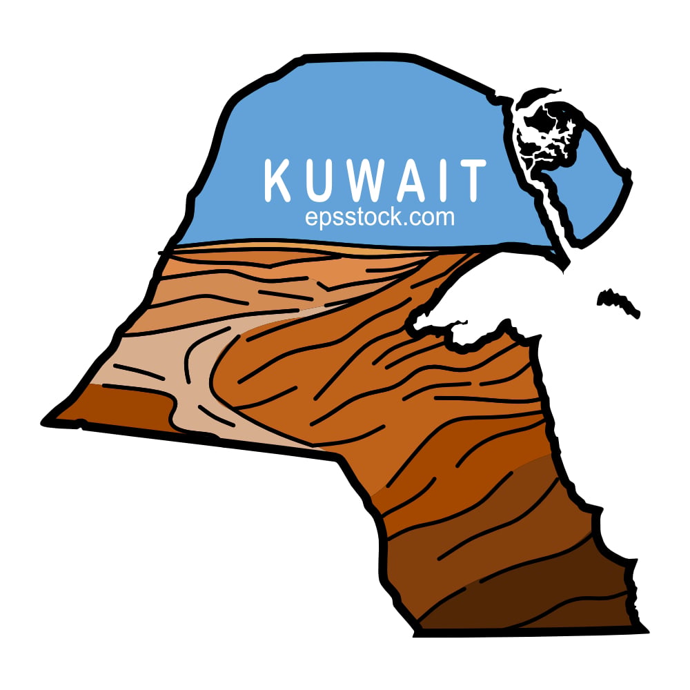 Tourism in Kuwait , color vector illustra