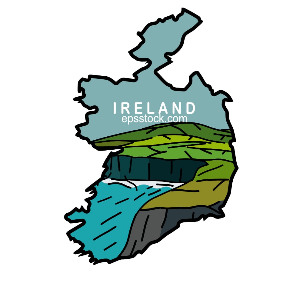 Tourism in Ireland, color vector illustratio