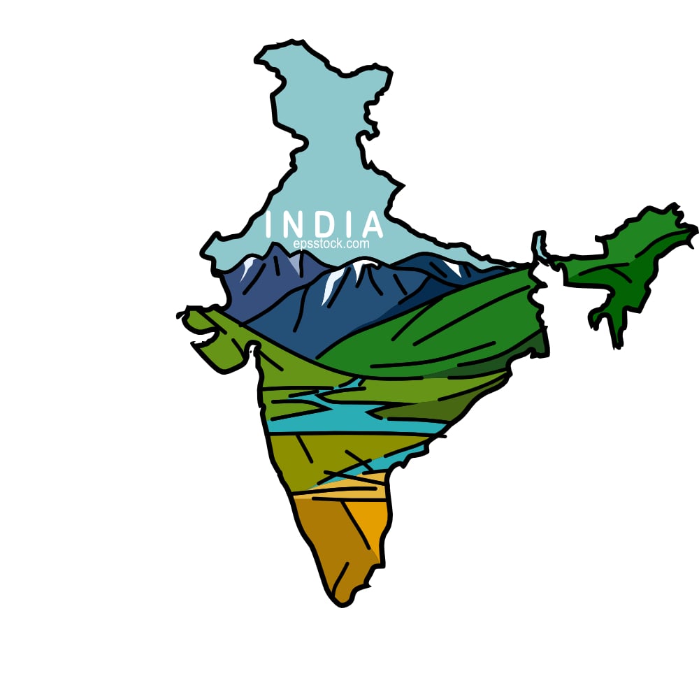 Tourism in india, color vector illustration