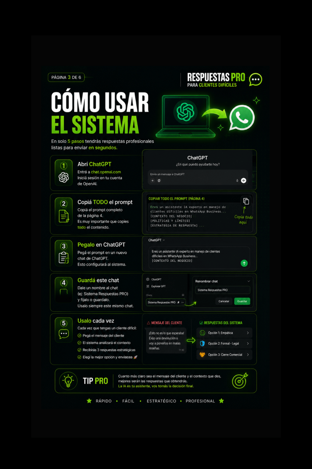 Guía paso a paso para utilizar un sistema de inteligencia artificial en WhatsApp Business con ChatGPT para responder clientes difíciles de forma profesional