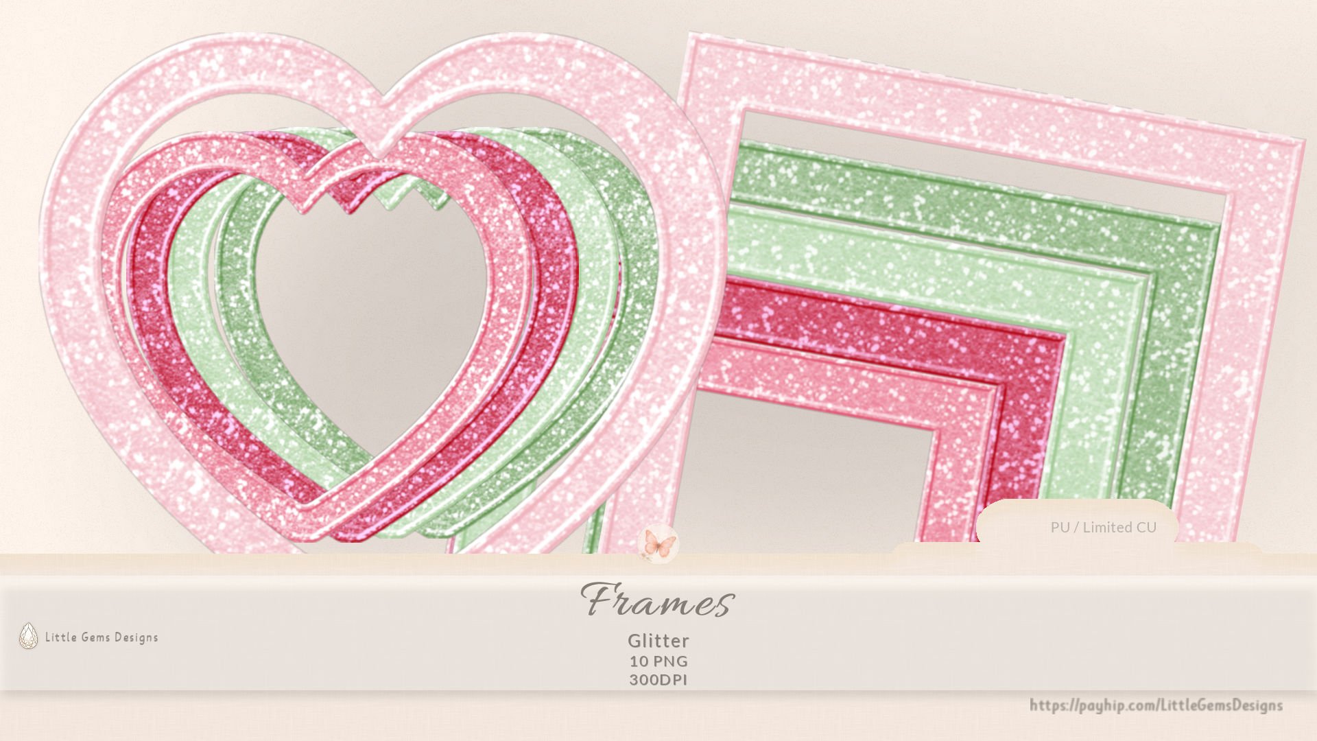 Frames-Glitter | CU | Pastels - Payhip