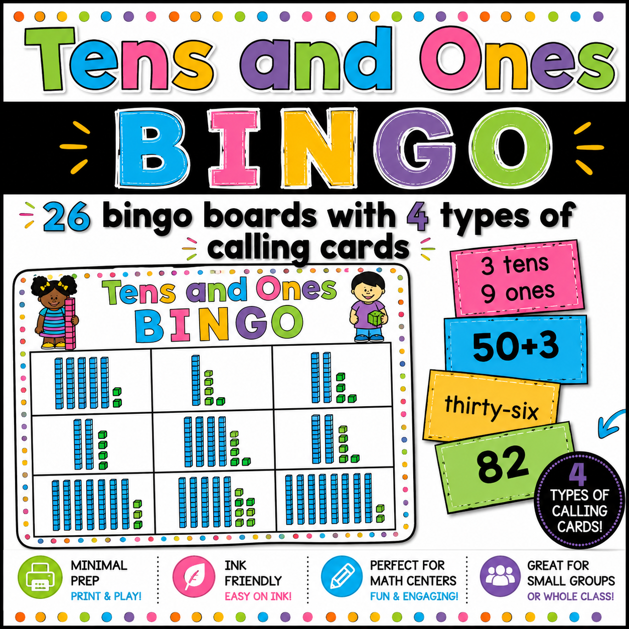 Place Value Bingo Game | Tens and Ones Math Game for 1st Grade